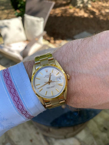 1985 Rolex Oyster Perpetual Date Ref. 15505 Mens Quick-Setting Watch - Gold Shell & Stainless Steel