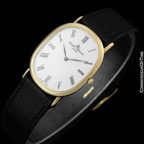 Baume & Mercier Golden Ellipse Mens Ultra Thin Watch - 18K Gold with Boxes & Band