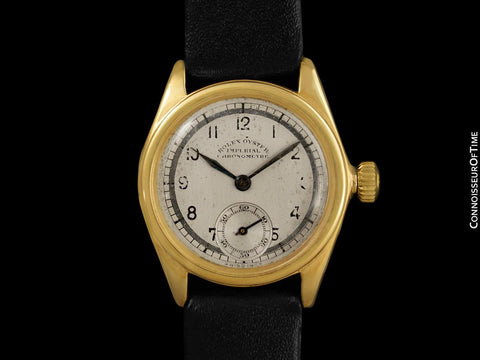 1942 Rolex Oyster Imperial Chronometer Vintage Mens Midsize World War II Era Watch - 9K Gold