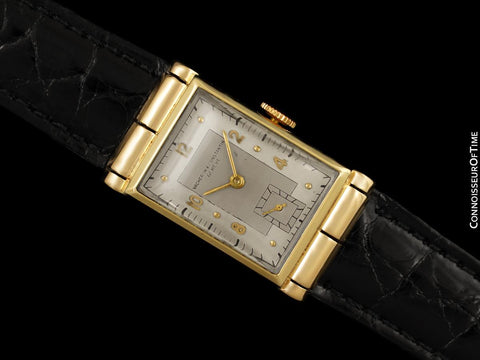 1946 Vacheron & Constantin Mens Vintage Rectangular Watch with Hooded Lugs - 14K Gold