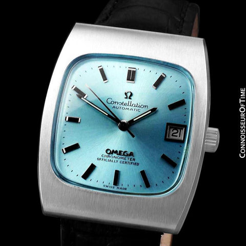 1972 Omega Constellation Mens Automatic Chronometer Watch with Tiffany Blue Dial - Stainless Steel