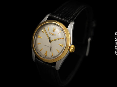 1951 Rolex Mens Vintage "Shock Resisting" Super Oyster Watch, Stainless Steel & 14K Gold - Classic & Rare Model