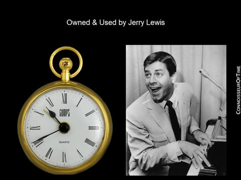 Gumps 18K Gold Plated Alarm Clock Pocket Watch - Owned & Used By Jerry Lewis