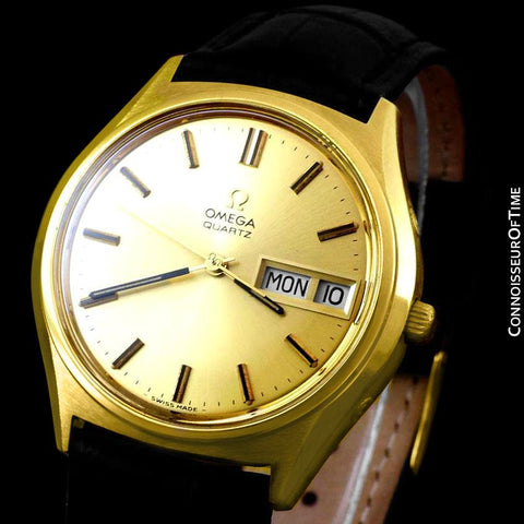 1976 Omega Vintage Mens Full Size Rare 1310 "Megaquartz" Watch - 18K Gold Plated & Stainless Steel