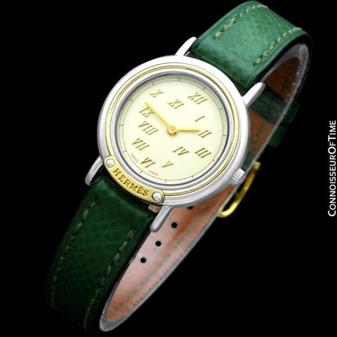Hermes Meteore Ladies Two-Tone Luxury Watch - Stainless Steel & Solid 18K Gold