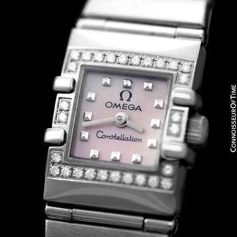 Omega Ladies Constellation Quadra Watch - Stainless Steel & Original Omega Factory Set Diamonds