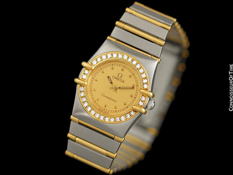 Omega Ladies Constellation Manhattan Bracelet Watch - 18K Gold, Stainless Steel & Factory Set Diamonds
