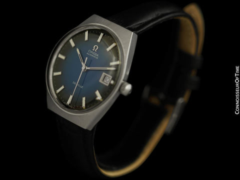 1970's Omega De Ville Vintage Mens Automatic Classic Retro Watch with Blue Vignette Dial - Stainless Steel