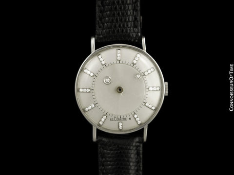 1956 Jaeger-LeCoultre Vacheron & Constantin Vintage Diamond Mystery Dial Mens Watch - 14K White Gold