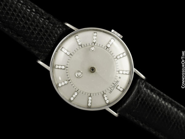 1956 Jaeger-LeCoultre Vacheron & Constantin Vintage Diamond Mystery Dial Mens Watch - 14K White Gold