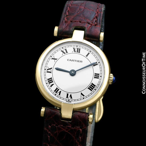 Cartier Vendome Ladies Solid 18K Gold Watch with Band & Buckle