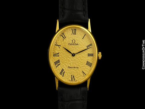 1973 Omega Vintage De Ville Mens Midsize Watch with Special Dial - 18K Gold Plated & Stainless Steel