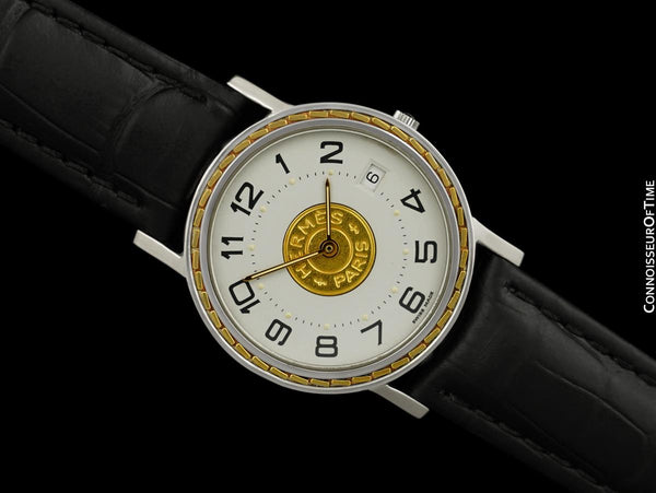 Hermes Sellier Mens or Unisex Quartz Watch - Stainless Steel & 18K Gold