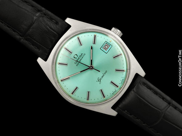 1969 Omega Geneve Vintage Mens Cal. 563 Automatic Watch with Tiffany Blue Dial - Stainless Steel