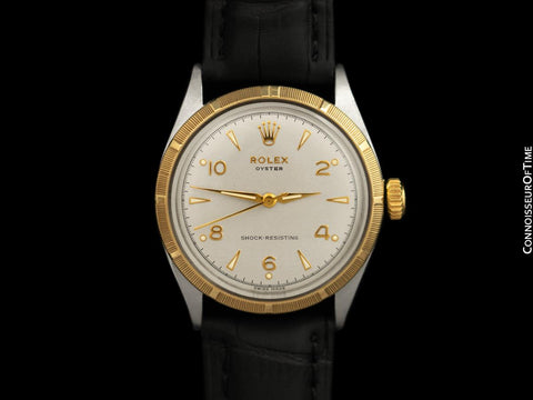 1954 Rolex Oyster Shock-Resisting Classic Vintage Mens Handwound Watch - Stainless Steel & 18K Gold