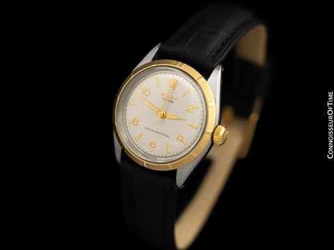 1954 Rolex Oyster Shock-Resisting Classic Vintage Mens Handwound Watch - Stainless Steel & 18K Gold