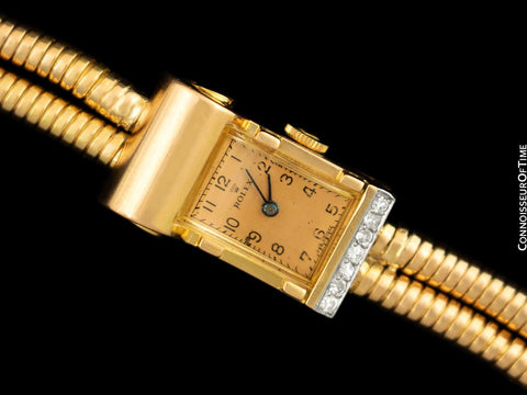 1940's Rolex Ladies Vintage French Cocktail Watch - 18K Rose Gold & Diamonds