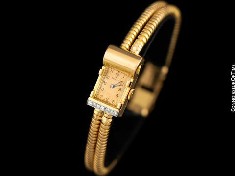 1940's Rolex Ladies Vintage French Cocktail Watch - 18K Rose Gold & Diamonds
