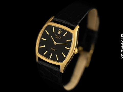 1976 Rolex Cellini Vintage Mens Handwound TV Shaped Dress Watch, Ref. 3805 - 18K Gold