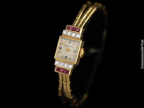 1940's Tiffany & Co. Ladies Vintage Watch - 14K Gold with Diamonds & Rubies