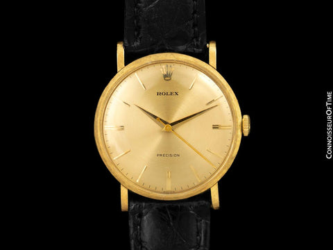 1959 Rolex Precision Full Size Vintage Mens Handwound Dress Watch - 18K Gold