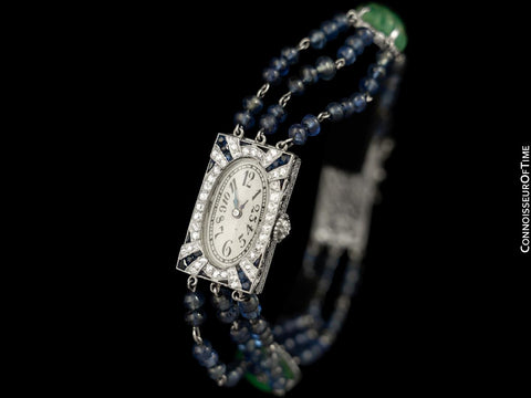 1910's Vacheron & Constantin Exquisite Art Deco Ladies Watch - Platinum, Diamonds, Sapphires & Emeralds