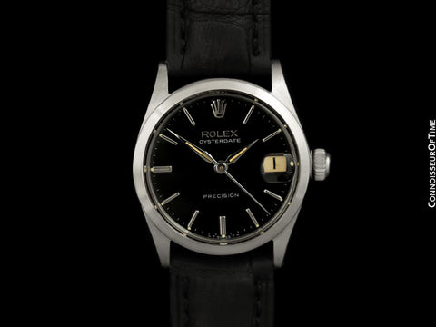 1962 Rolex Oysterdate Vintage Mens Midsize Unisex 30mm Ref. 6466 Watch - Stainless Steel