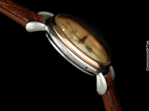 1948 Jaeger-LeCoultre Vintage Mens Triple Date Calendar Moonphase Watch - Stainless Steel & 18K Rose Gold