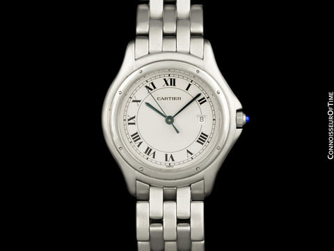 Cartier Cougar Panthere Unisex Quartz Watch with Date - Stainless Steel