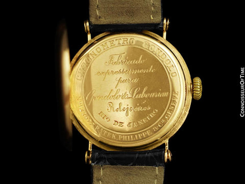 c. 1907 Patek Philippe "Officers Style" Vintage Mens Chronometro Gondolo Watch - 18K Gold