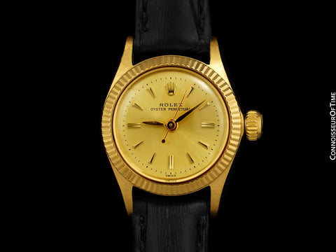 1960 Rolex Oyster Perpetual Ladies Vintage Watch with Champagne Dial - 18K Gold