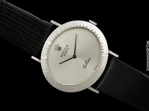 1974 Rolex Cellini Vintage Mens Midsize Handwound Oval Watch, Ref. 4083 - 18K White Gold