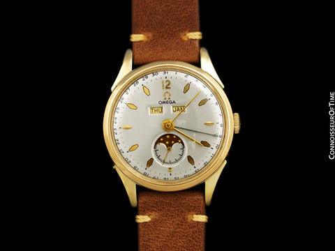 1950 Omega Cosmic Vintage Triple Date, Moon Phase - 14K Gold & Stainless Steel