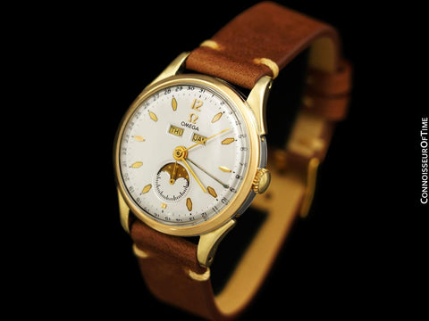 1950 Omega Cosmic Vintage Triple Date, Moon Phase - 14K Gold & Stainless Steel