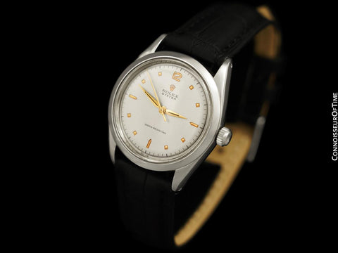 1958 Rolex Oyster Shock-Resisting Classic Vintage Mens Handwound Watch - Stainless Steel & 18K Rose Gold