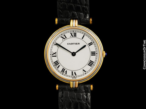 Cartier Vendome Trinity Mens Midsize Solid 18K Gold Watch - Yellow, White & Rose Gold