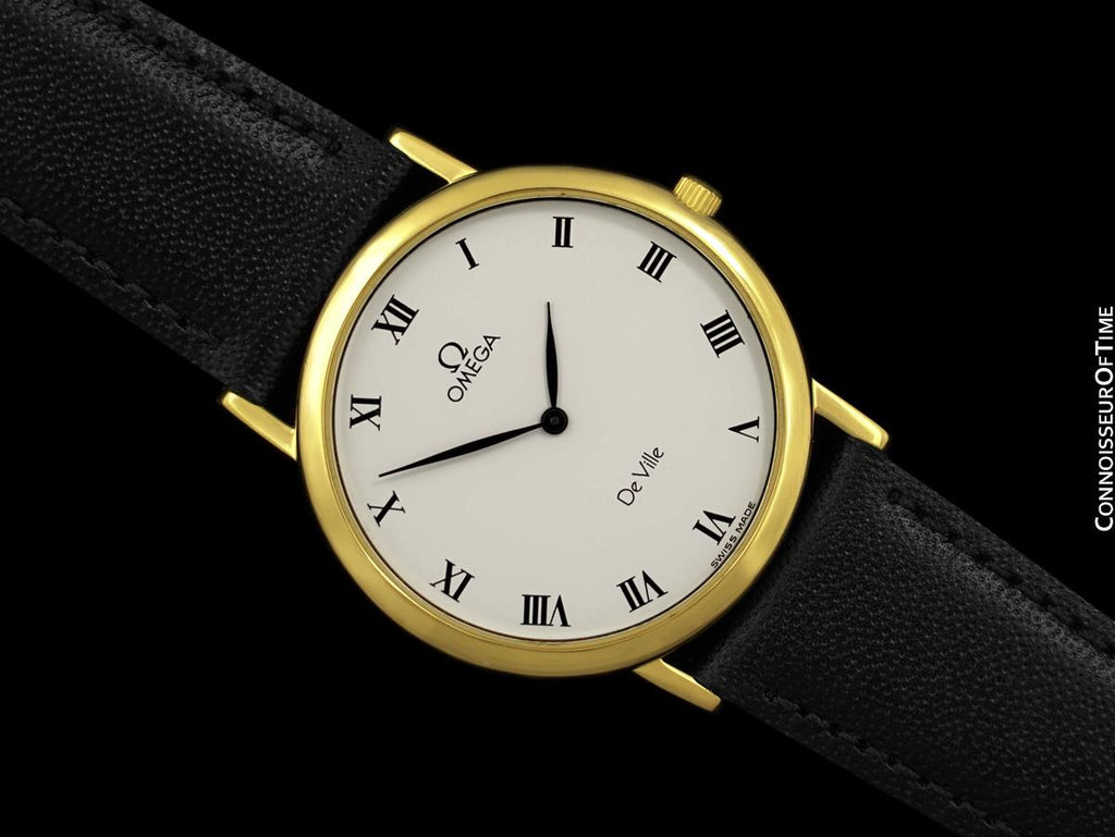 Omega De Ville Mens Midsize Ultra Thin Dress Watch - 18K Gold - Connoisseur of Time Omega De Ville Mens Midsize Ultra Thin Dress Watch - 18K Gold - Connoisseur of Time