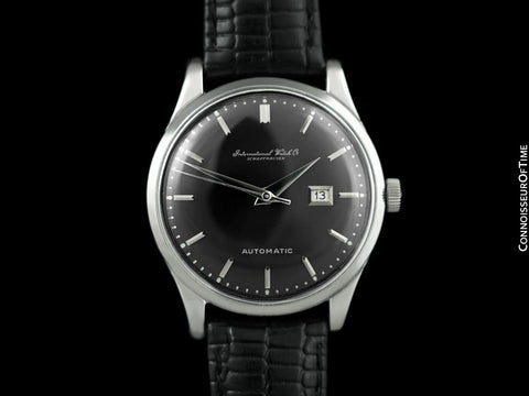 1963 IWC Vintage Mens Watch, Cal. 8531 Automatic with Date and Dark Gray Dial - Stainless Steel