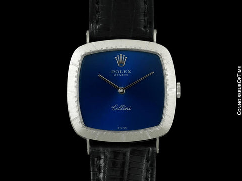 1973 Rolex Cellini Vintage Mens Midsize Handwound TV Watch, Ref. 4084 - 18K White Gold