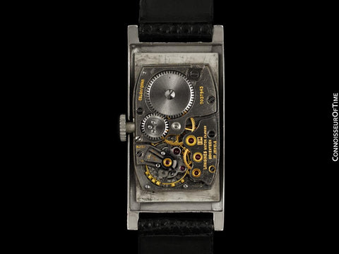 1946 Longines Vintage Mens Large Art Deco Watch - Platinum & Diamonds