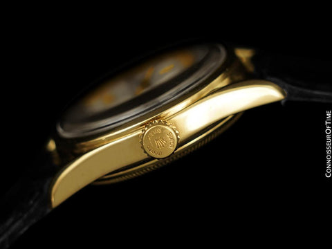 1950 Rolex "Bombe" Oyster Perpetual Vintage Mens Watch - 14K Gold
