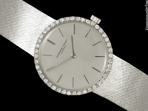 1973 Audemars Piguet Vintage Mens Thin Dress Bracelet Watch - 18K White Gold & Diamonds