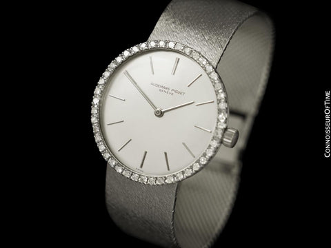 1973 Audemars Piguet Vintage Mens Thin Dress Bracelet Watch - 18K White Gold & Diamonds