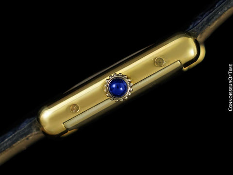 Cartier Vintage Ladies Tank Mechanical Watch with Lapis Dial - Gold Vermeil, 18K Gold over Sterling Silver