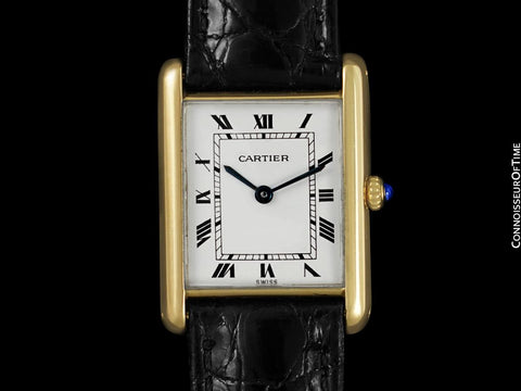 Cartier Tank Louis Vintage Mens Quartz Solid 18K Gold Watch - Cartier Pouch