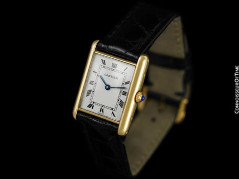 Cartier Tank Louis Vintage Mens Quartz Solid 18K Gold Watch - Cartier Pouch