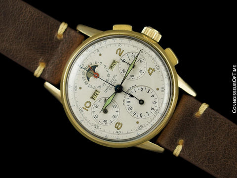 1945 Universal Geneve Tri-Compax Mens Vintage Chronograph Triple Calendar with Moon Phase Watch - Gold Plated & Stainless Steel
