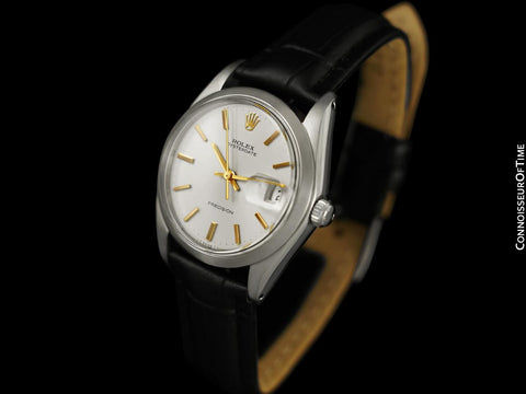 1970 Rolex Vintage Mens Oysterdate Date Watch, Silver Dial with 18K Gold Accents - Stainless Steel