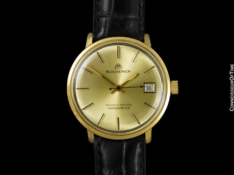 1960's Buchereer (Carl F. Bucherer) Vintage Mens Officially Certified Chronometer Watch - 18K Gold
