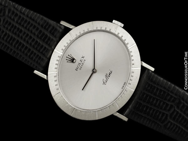 1974 Rolex Cellini Vintage Mens Midsize Handwound Oval Watch, Ref. 4083 - 18K White Gold